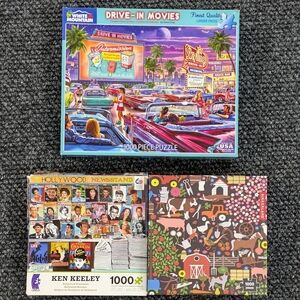 White Mountain Kikkerland Jigsaw Puzzles 1000 Pieces Drive-In Movies Ken Keeley